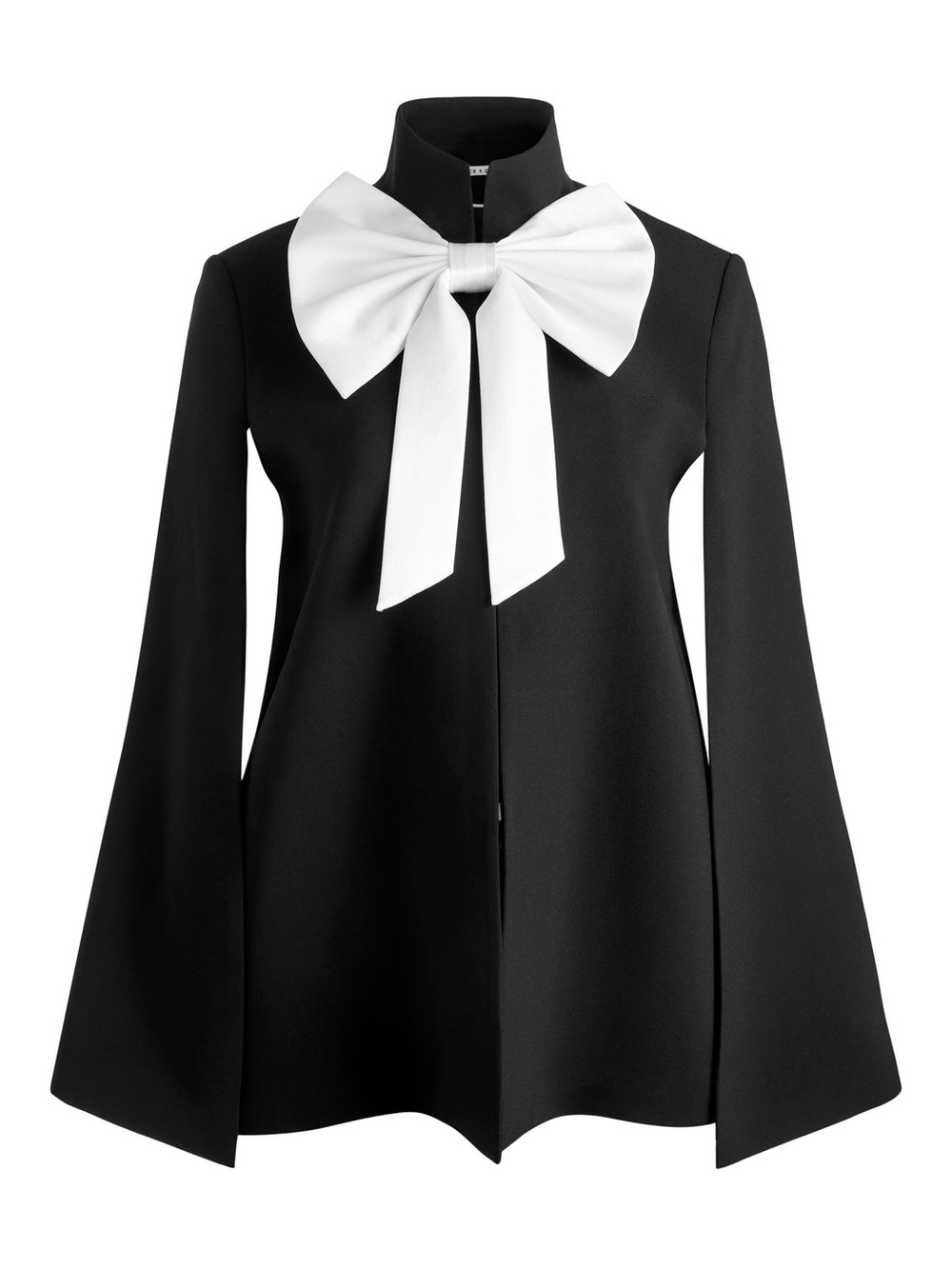 Alice + Olivia Black Cape with White Bow Accent - Picture 1 of 6